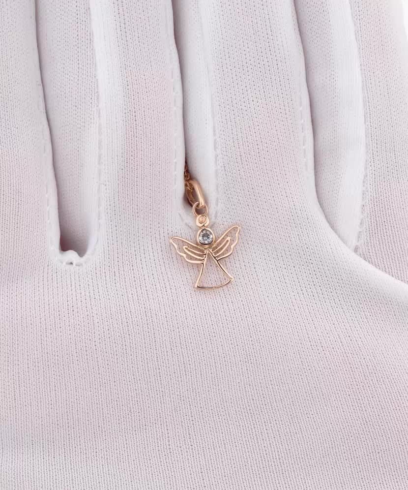 Gold pendant with zirconium "angel"