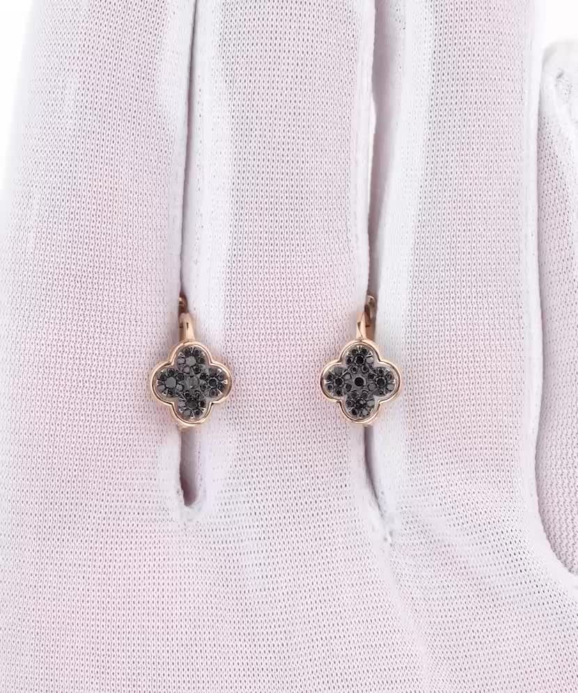 Gold earrings with black diamonds