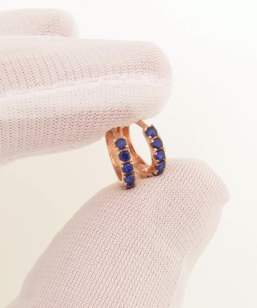 Gold children's earrings with zircons Gold children's earrings with zircons