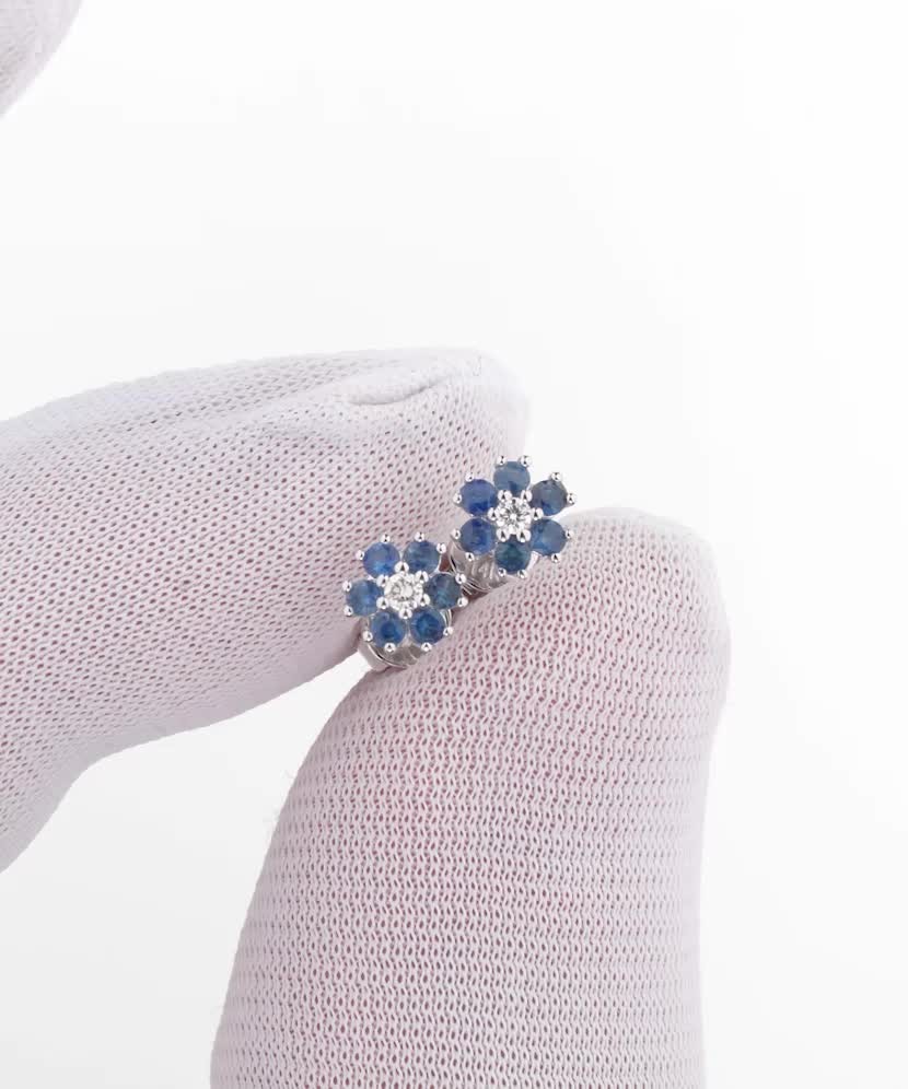 White gold earrings with sapphires and diamonds