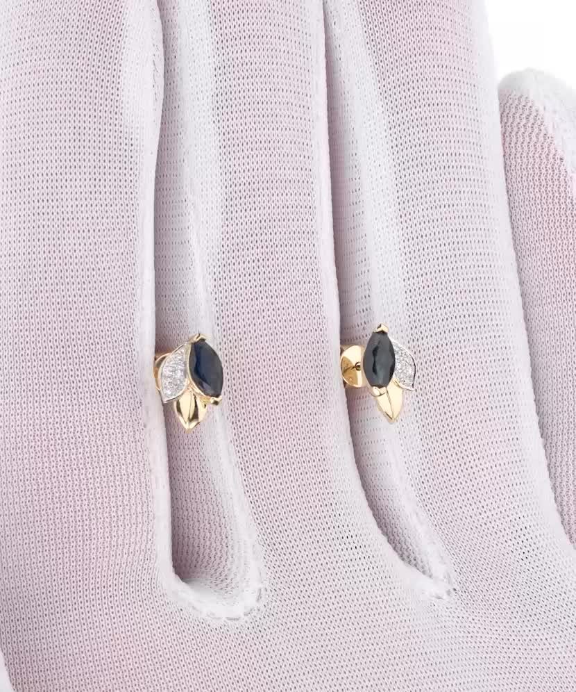 Серьги из желтого золота с сапфирами и бриллиантами