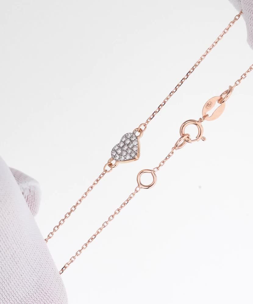 Золотой браслет с бриллиантами "сердце" Золотой браслет с бриллиантами "сердце"