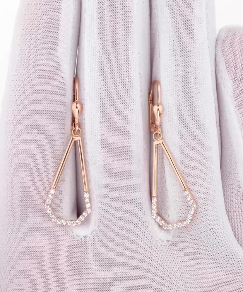 Золотые серьги с цирконами