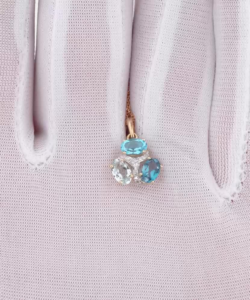 Подвеска из желтого золота с лондонскими топазами, топазами и бриллиантами