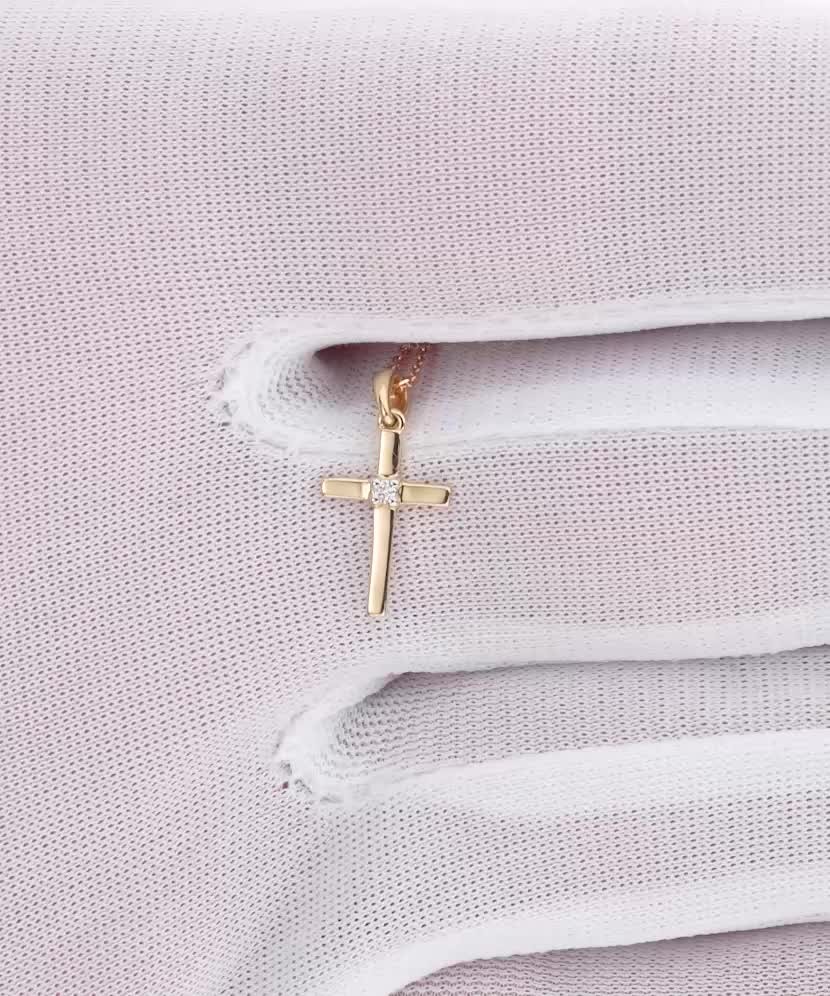 Yellow gold pendant with diamond "Cross"