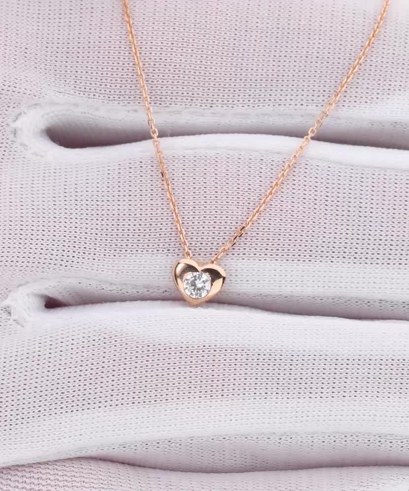 Золотая цепочка с подвеской из циркона "Сердечко"