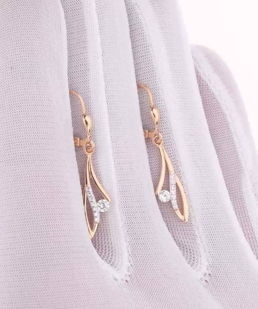 Золотые серьги с цирконами