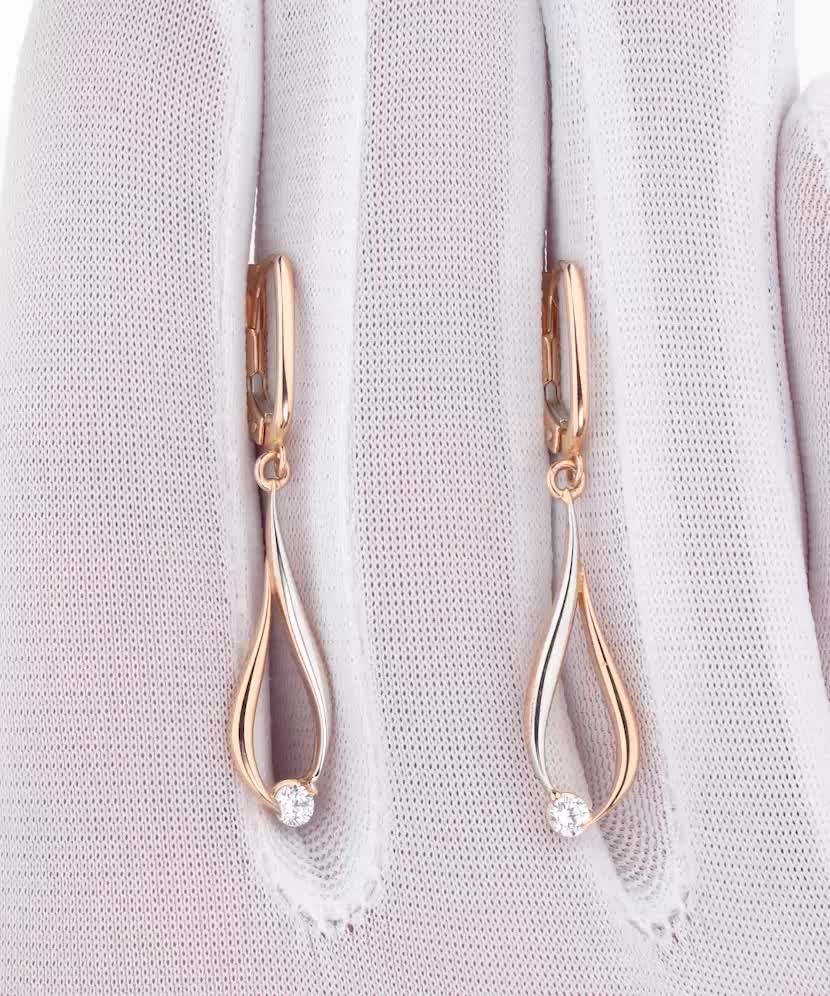 Золотые серьги с цирконами