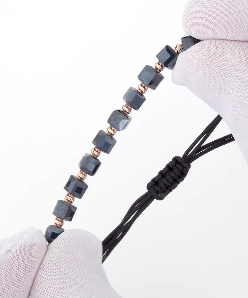 Black string bracelet with gold And Hematites Black string bracelet with gold And Hematites