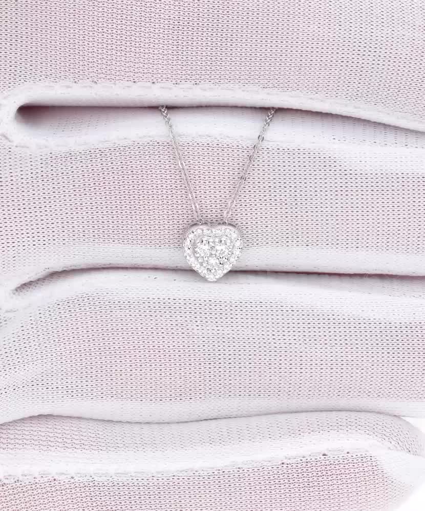 White gold chain with diamond pendant "heart"