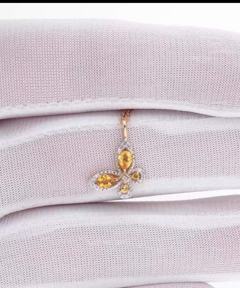 Подвеска из желтого золота с бриллиантами и цитринами