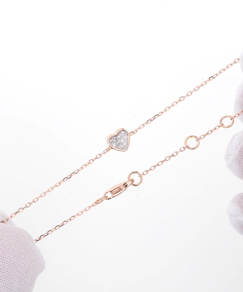 Золотой браслет с бриллиантами "Сердечко"