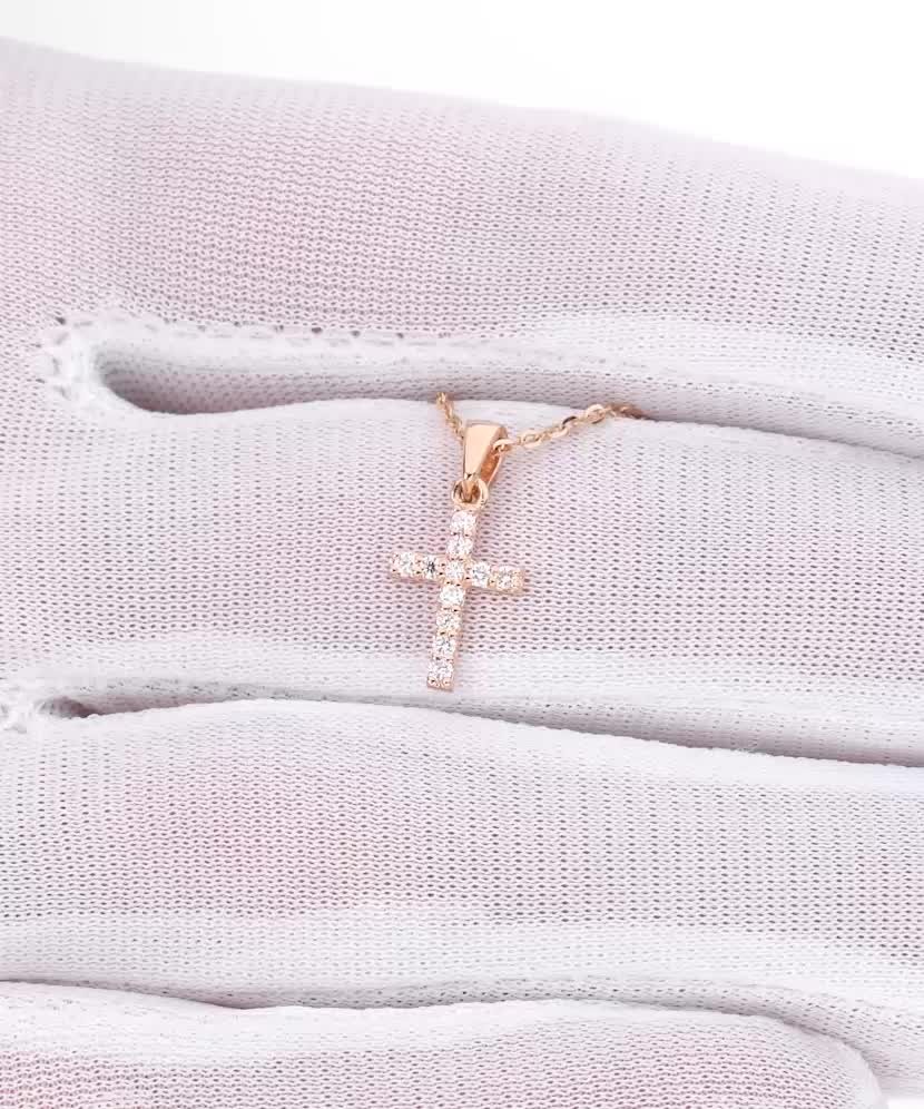 Золотой подвеска с бриллиантами "Крестик"