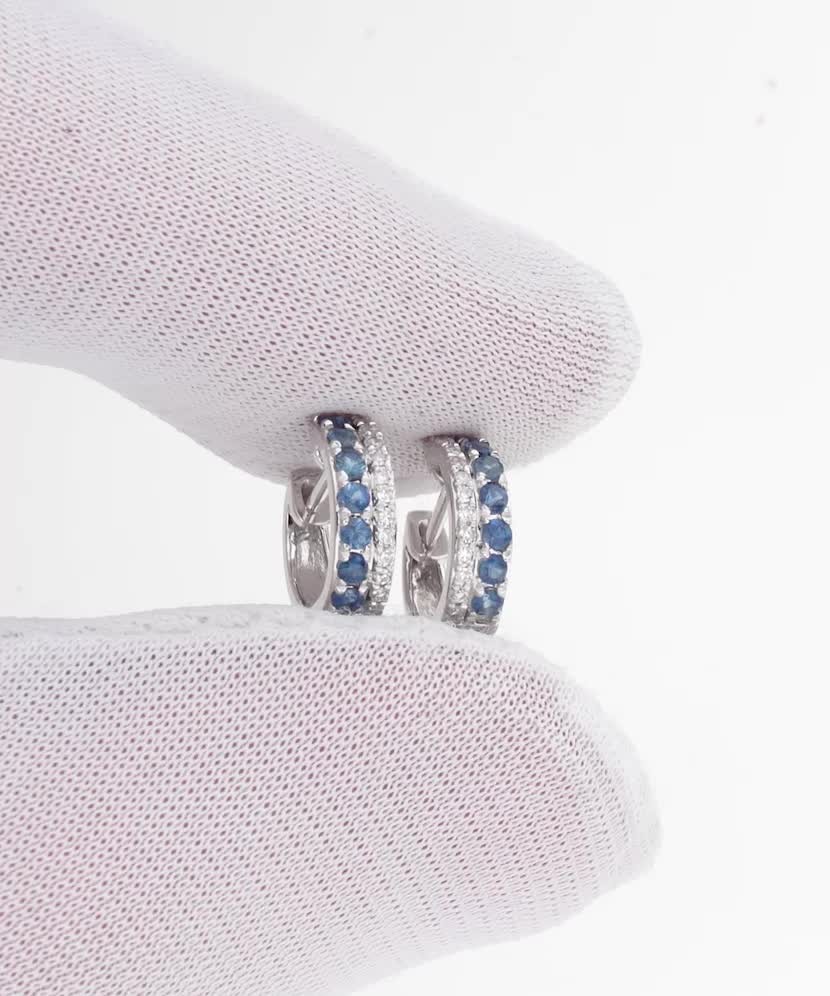 White gold earrings with sapphires and diamonds