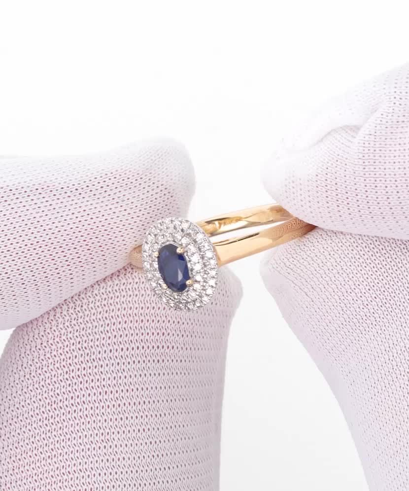 Yellow gold ring with sapphires and diamonds