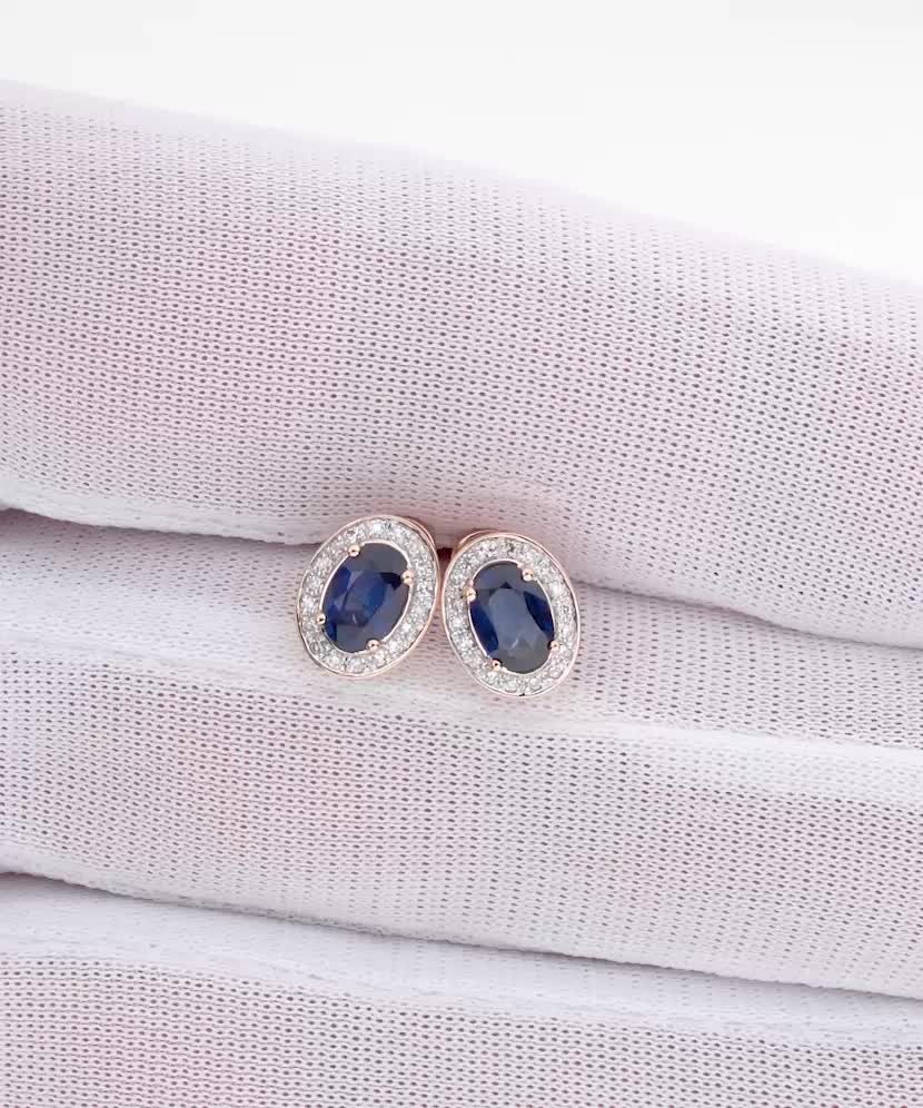 Gold earrings with sapphires and diamonds