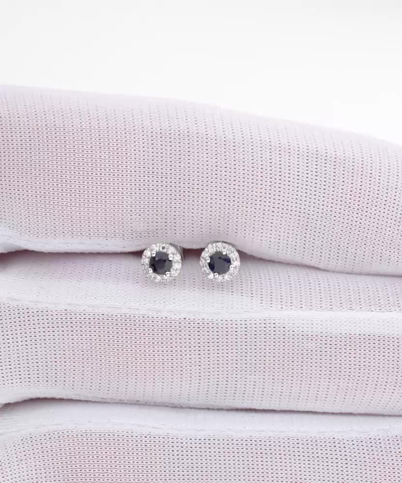 White gold earrings with sapphires and diamonds