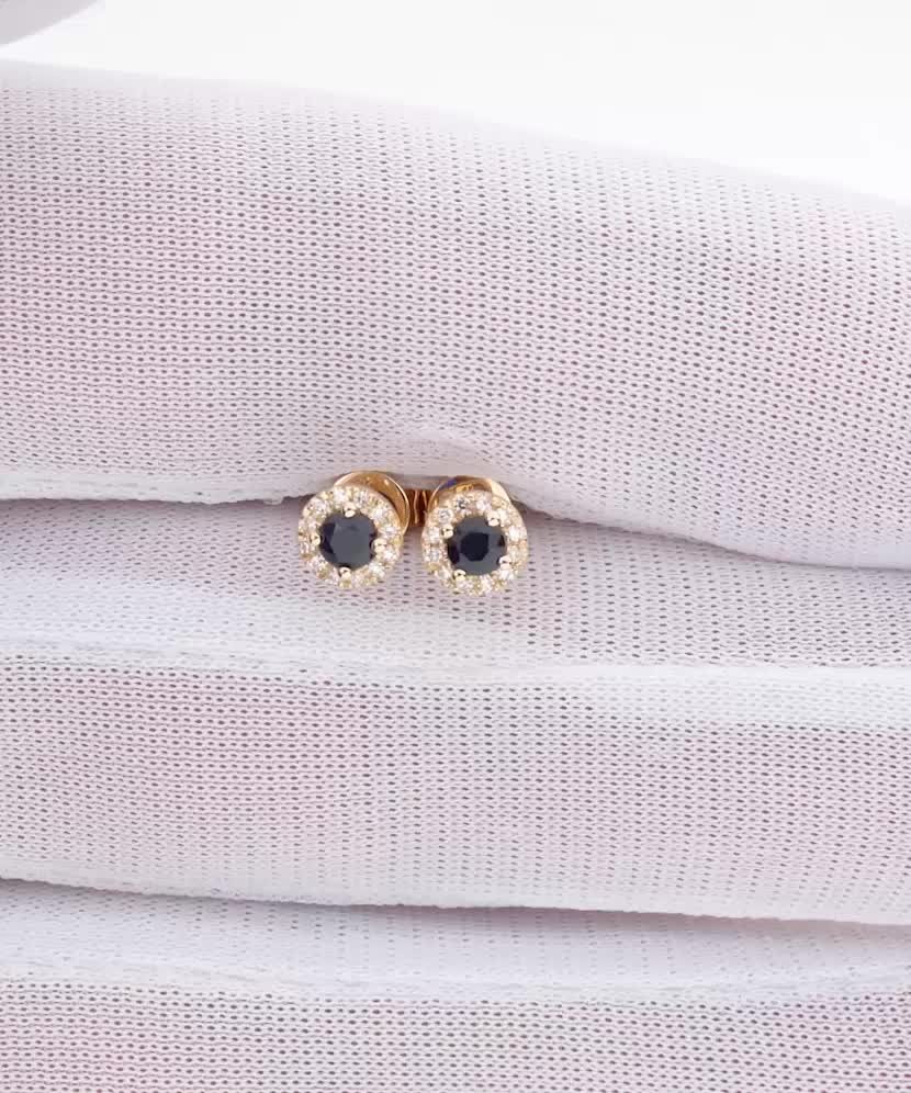 Yellow gold earrings with sapphires and diamonds