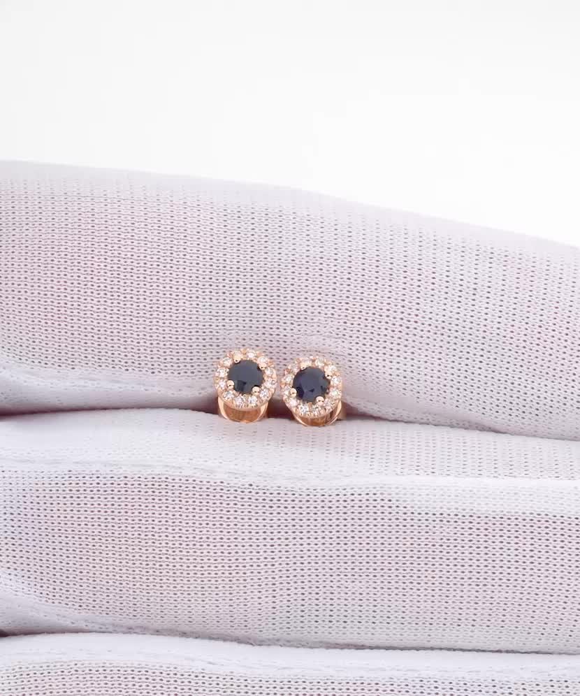 Gold earrings with sapphires and diamonds