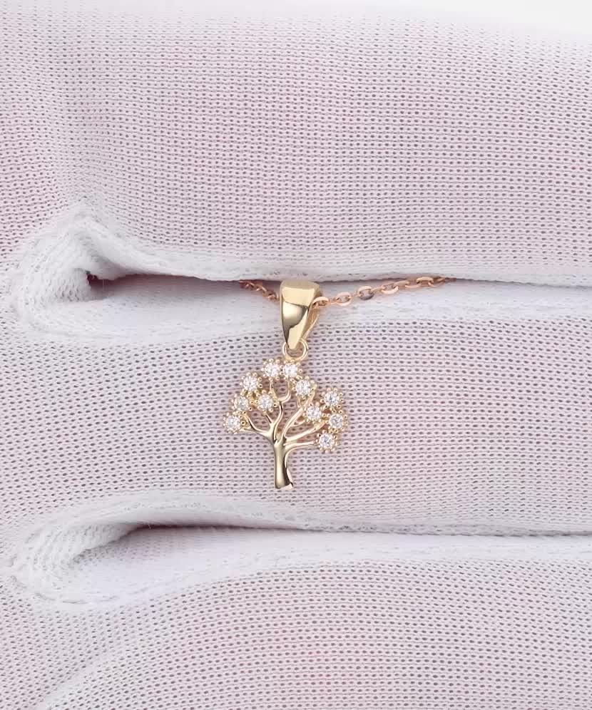 Yellow gold pendant with zircons "Tree of Life"