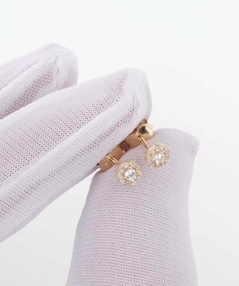 Yellow gold earrings with zircons