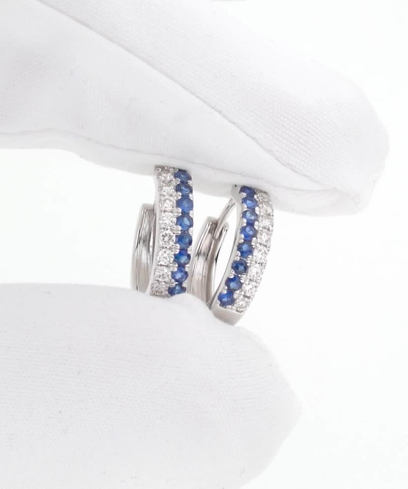 White gold earrings with sapphires and diamonds