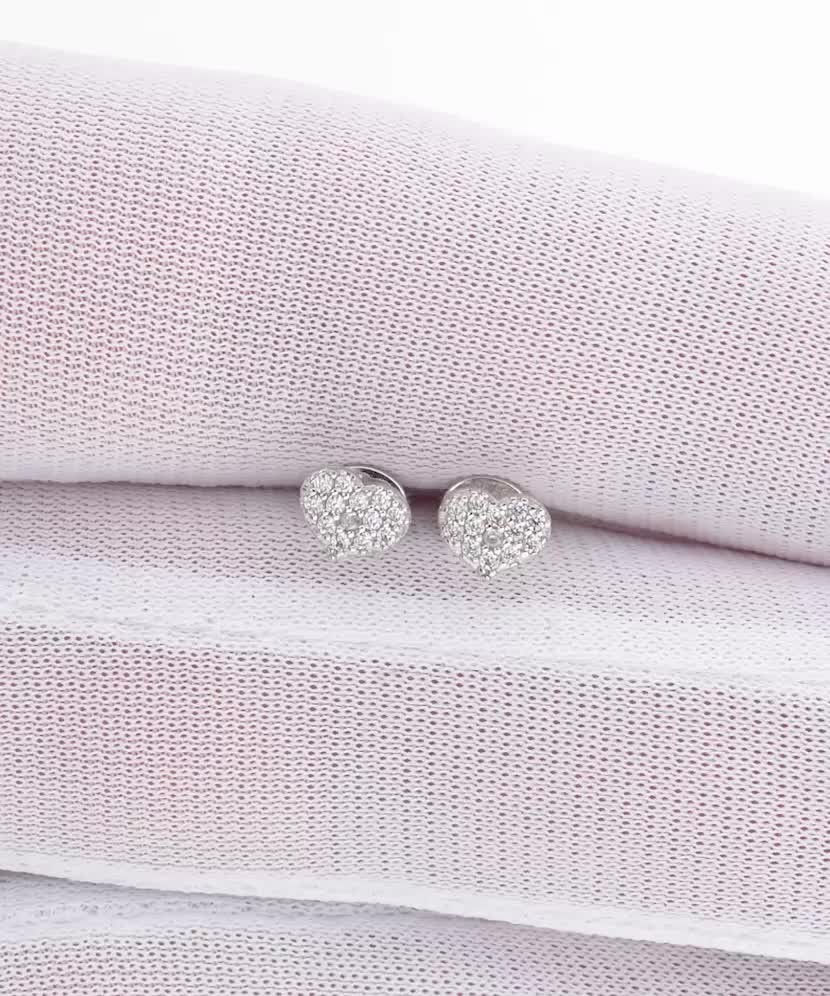 White gold earrings with cubic zirconia “Heart”