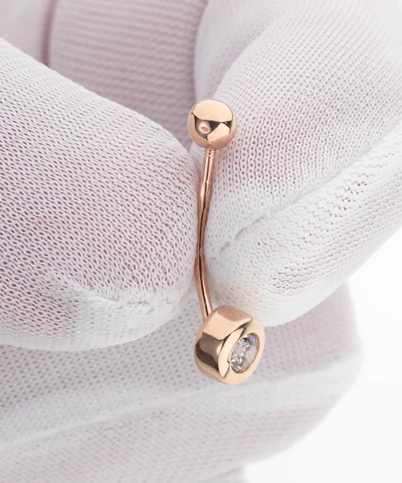 Gold Belly Button Ring with zirconium