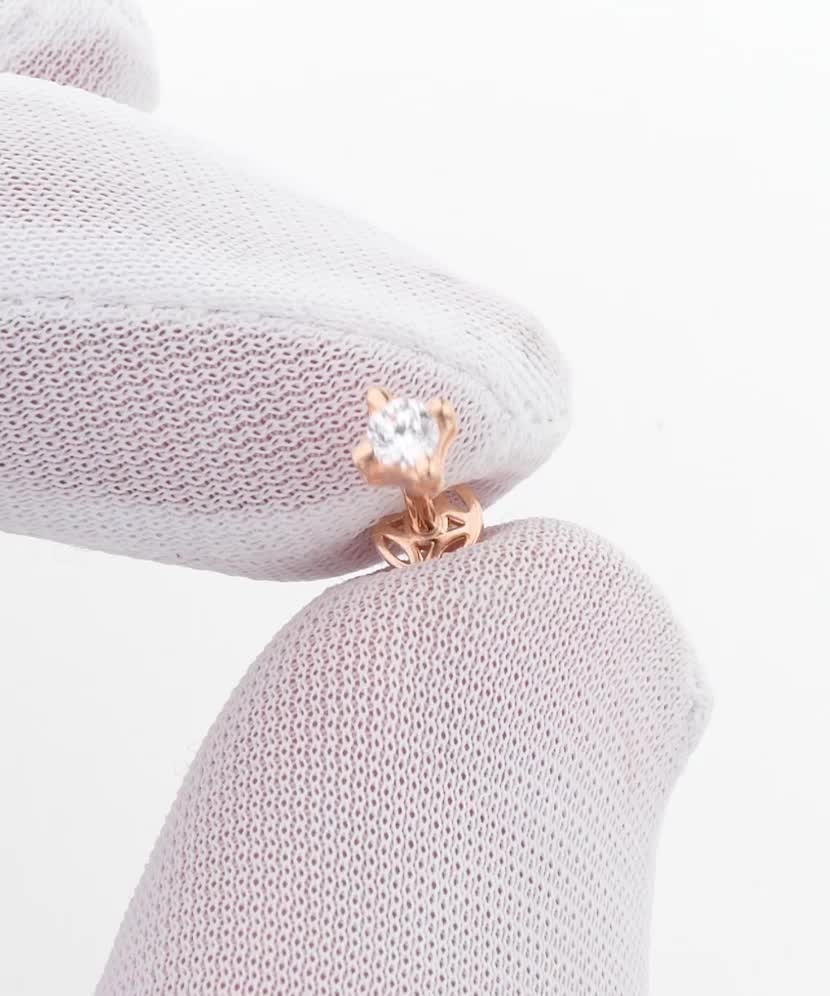 Gold single earring with cubic zirconia