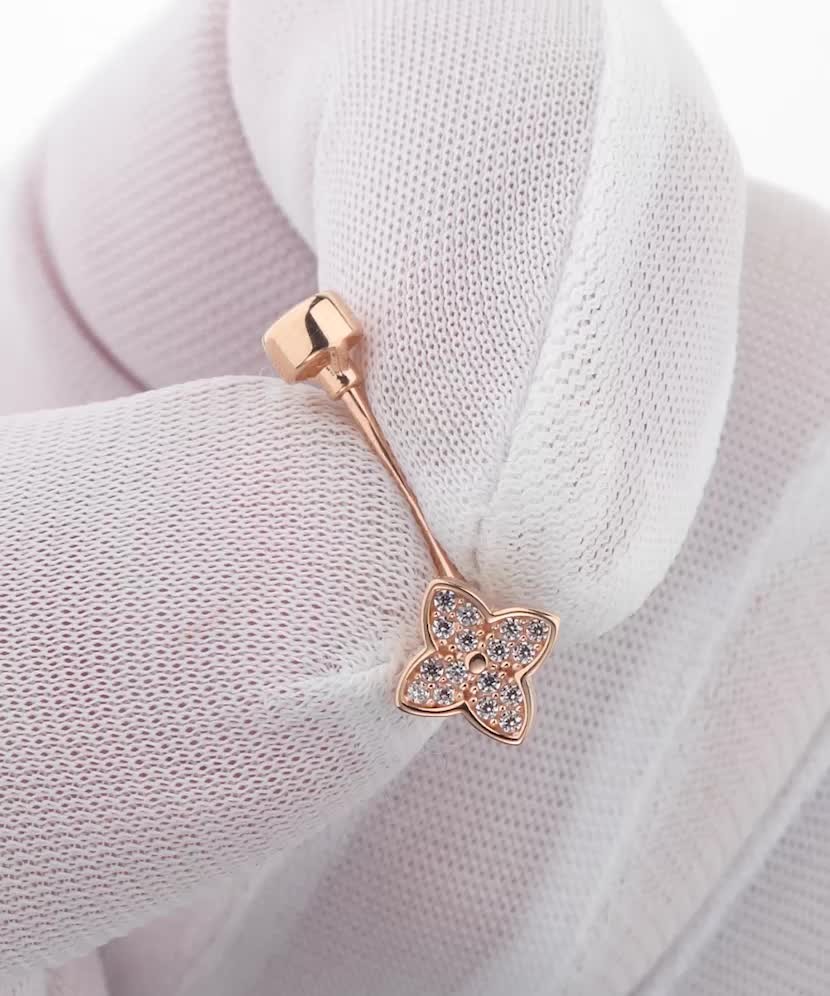 Gold Belly Button Ring with zircons