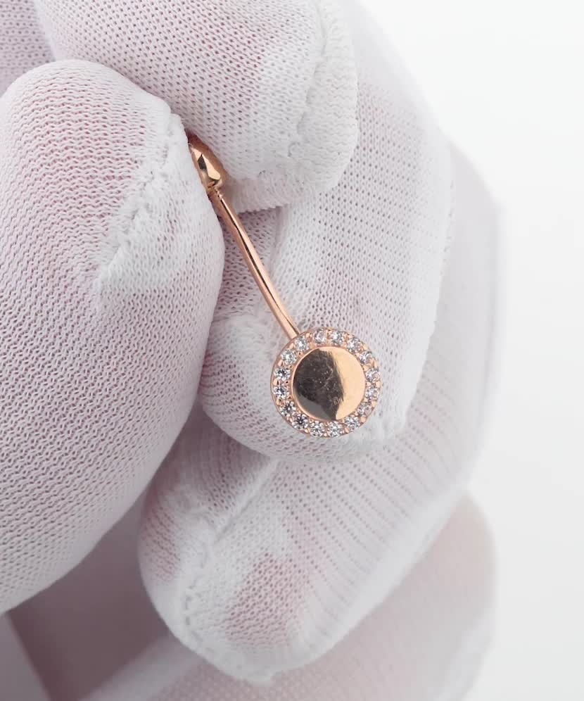 Gold Belly Button Ring with zircons