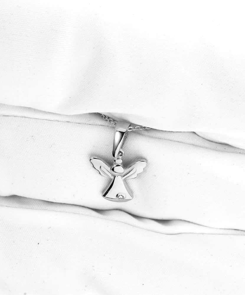 White gold pendant with cubic zirconia “Angel”