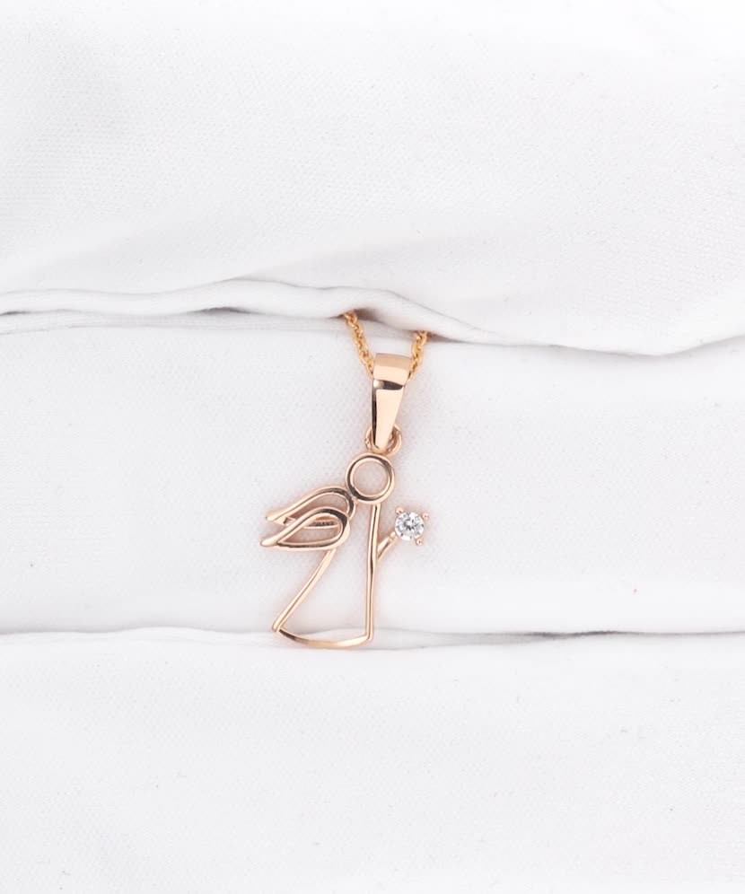 Gold pendant with zirconium "angel"
