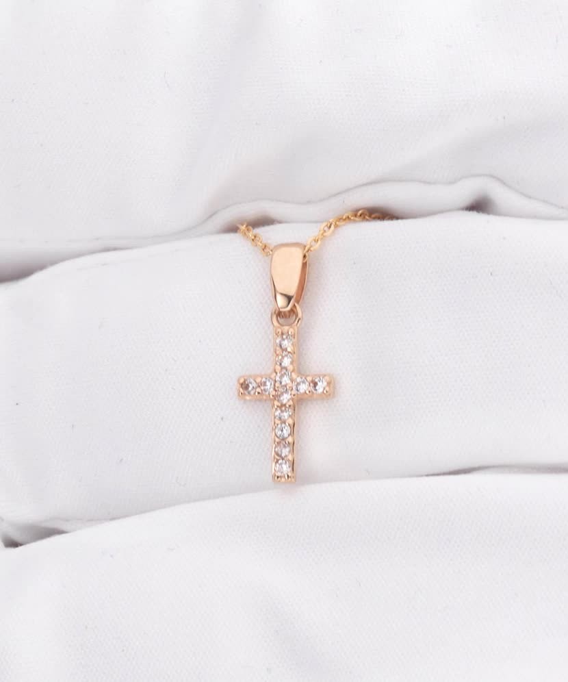 Gold pendant with zircons "cross"