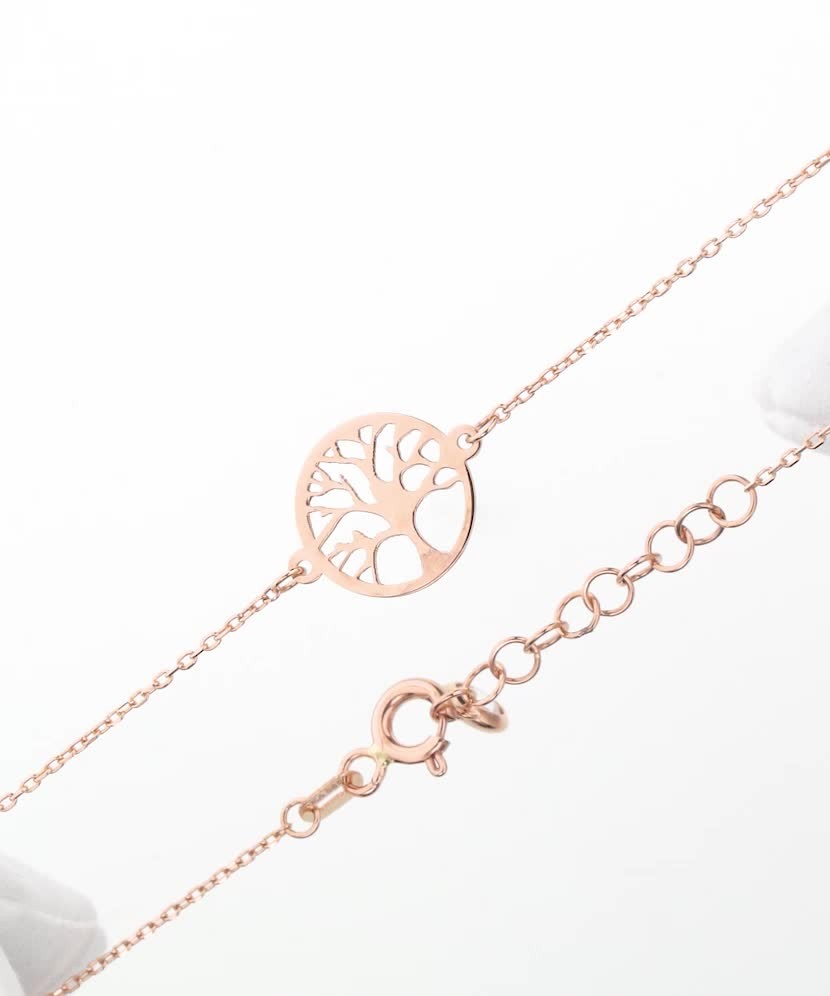 Gold bracelet with zirconia clasp “Tree of Life”