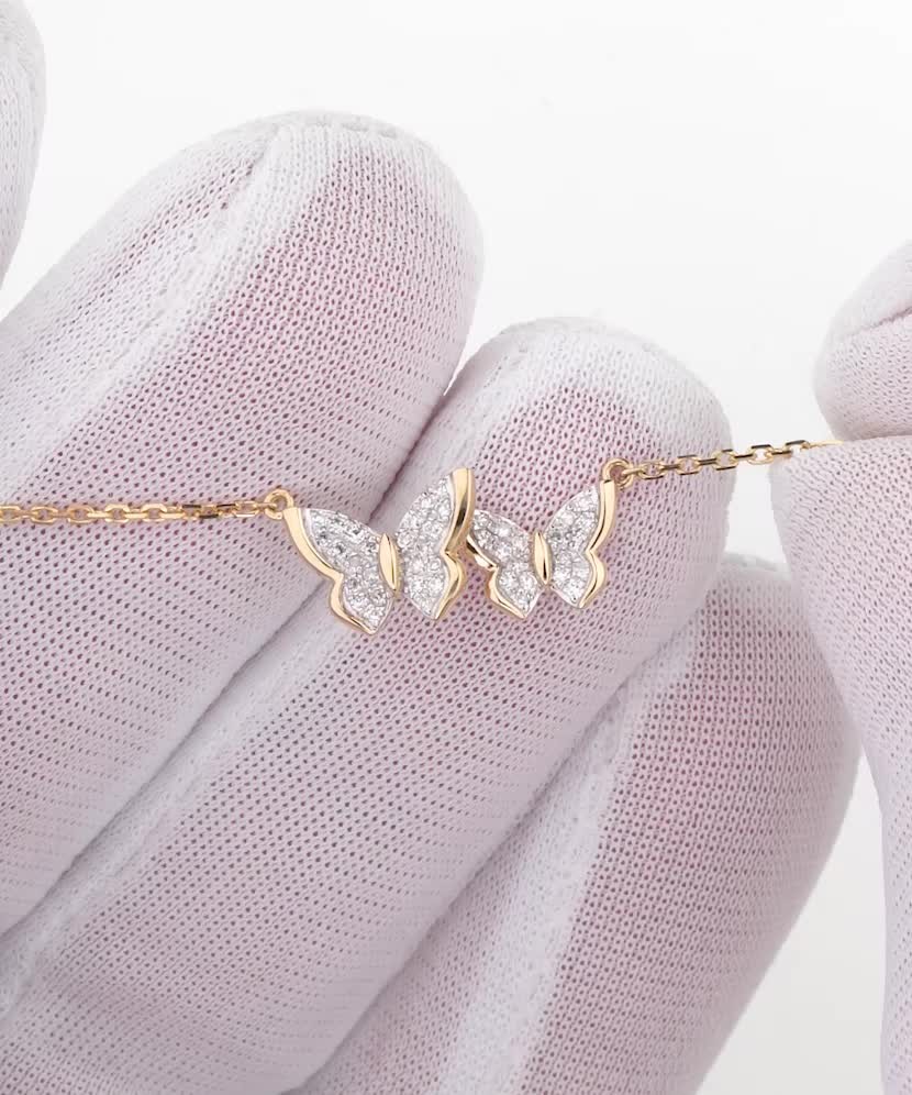 Yellow gold chain with diamonds “Butterflies”