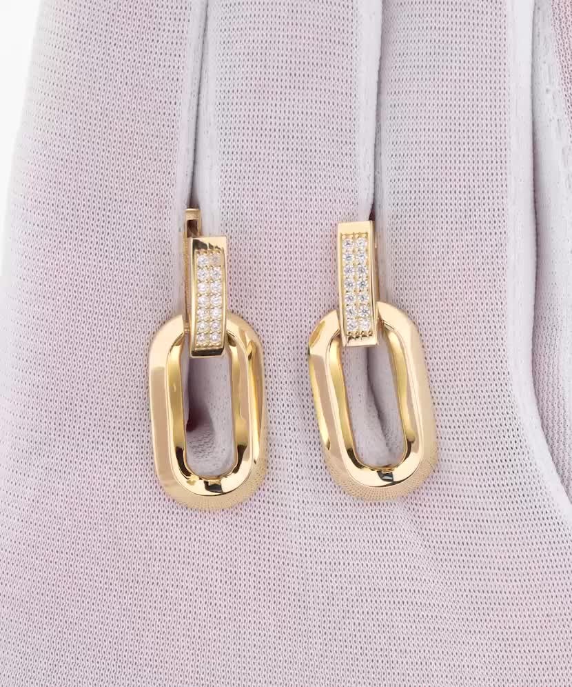 Yellow gold earrings with cubic zirconia