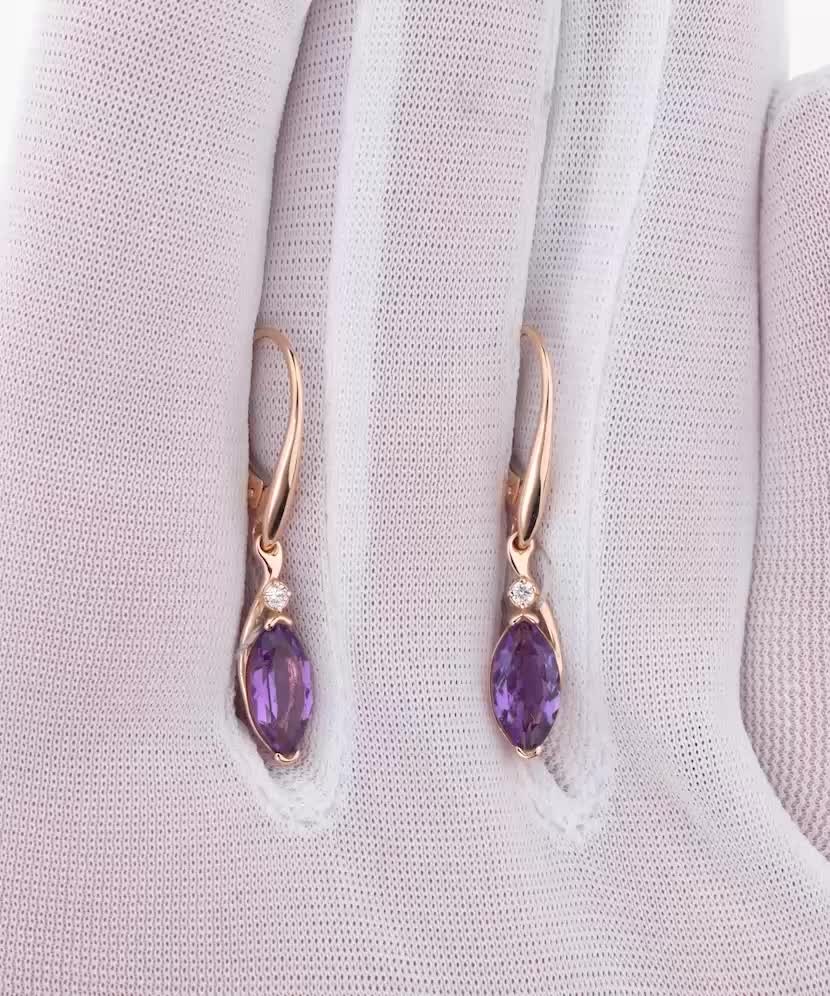 Серьги из золота с аметистами и бриллиантами