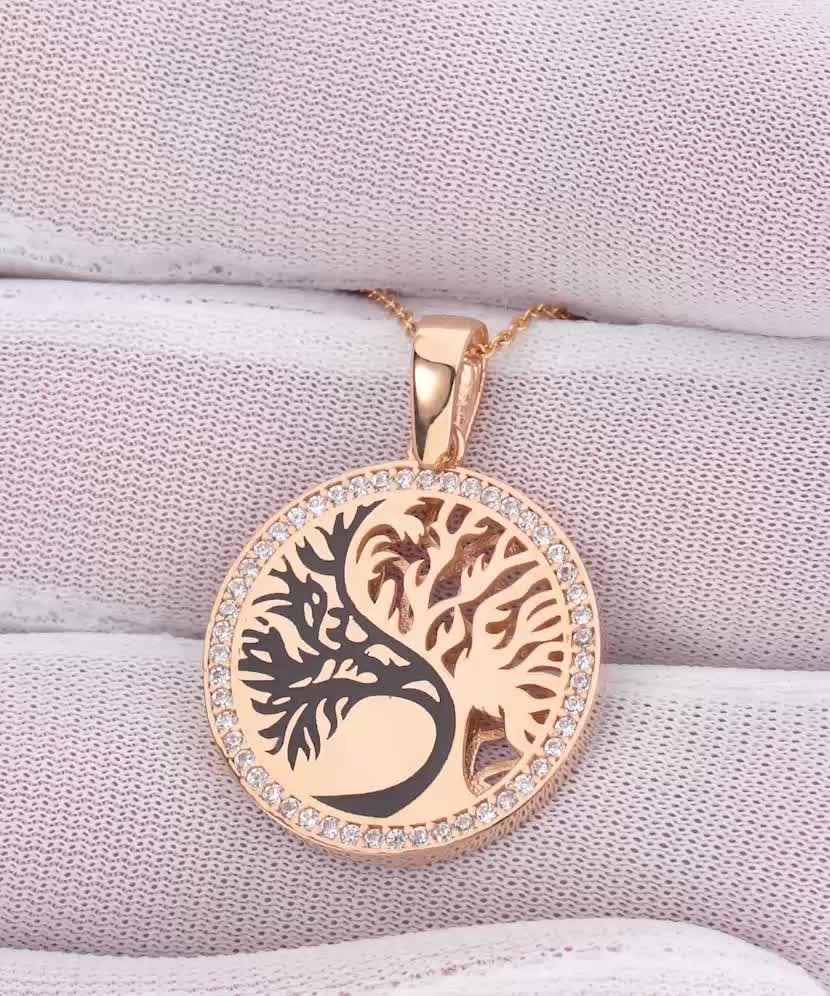 Gold pendant with zircons "Tree of life"