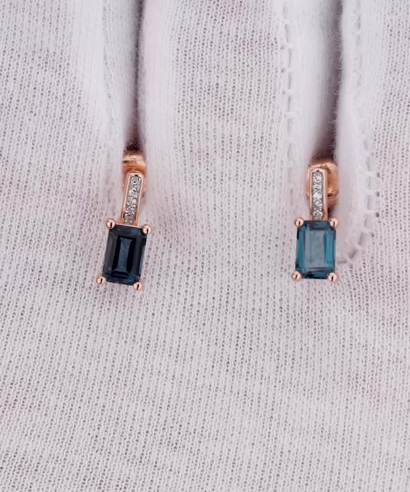 Серьги из золота с лондон топазами и бриллиантами