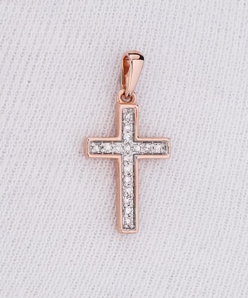 Gold pendant with diamonds "cross"