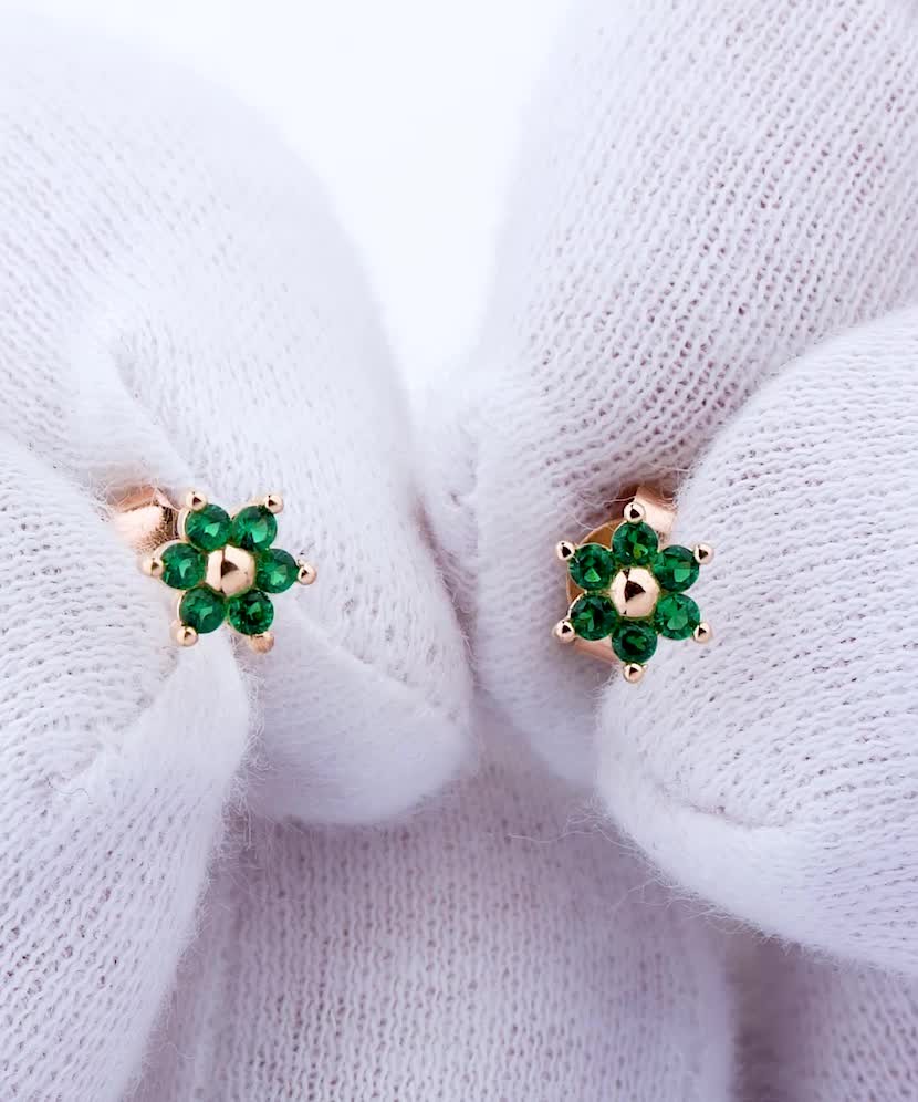 Золотые серьги с цирконами