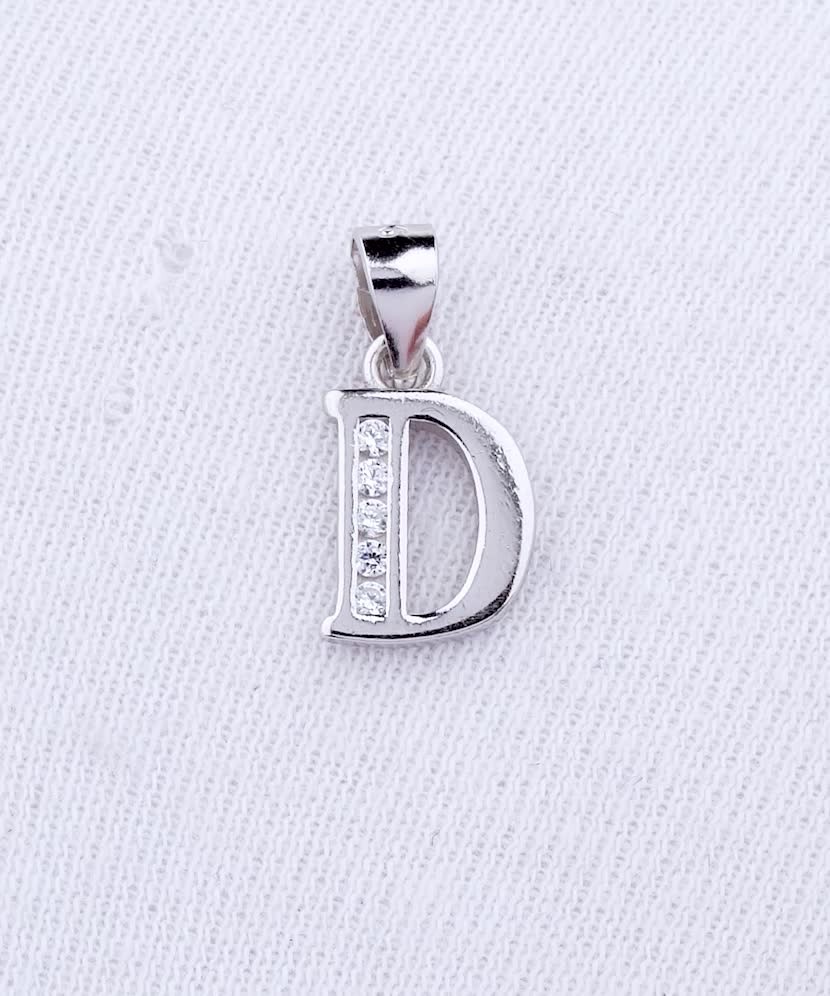 Sterling silver pendant with zircons Letter D