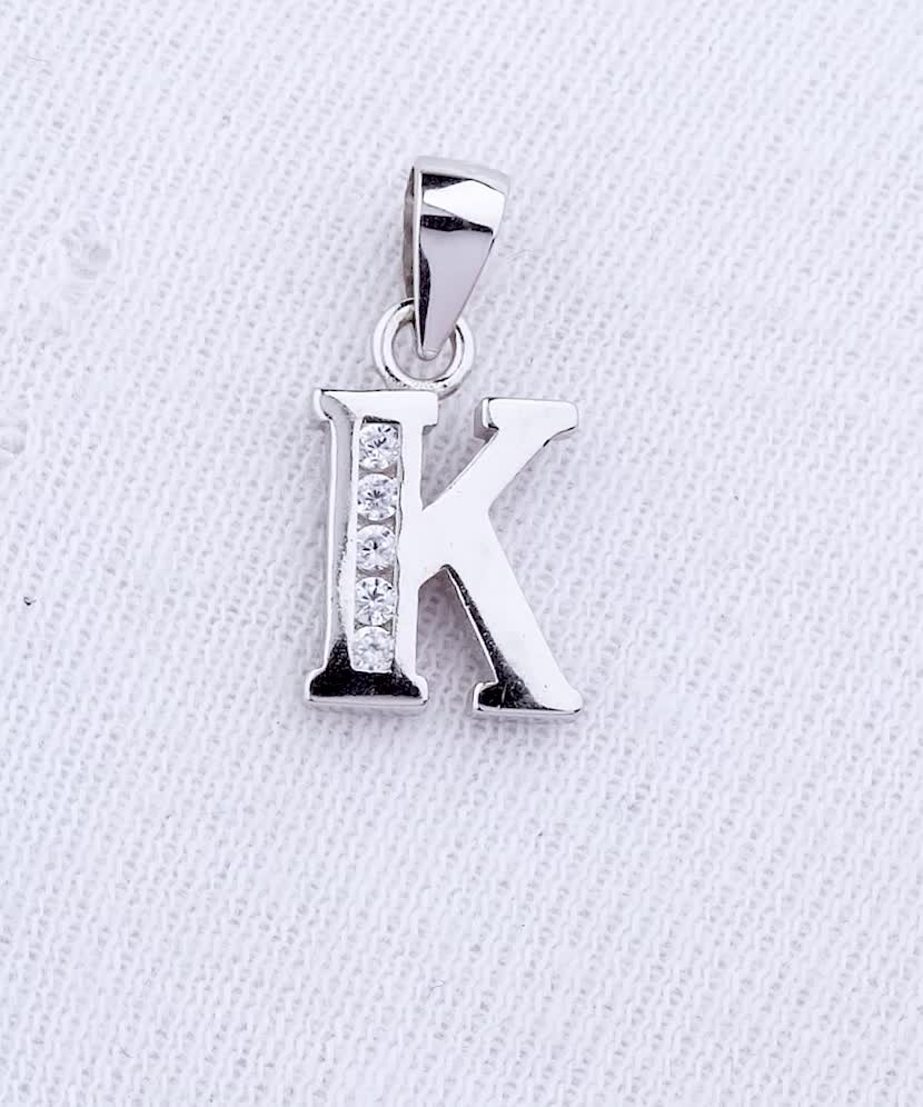Sterling silver pendant with zircons Letter K