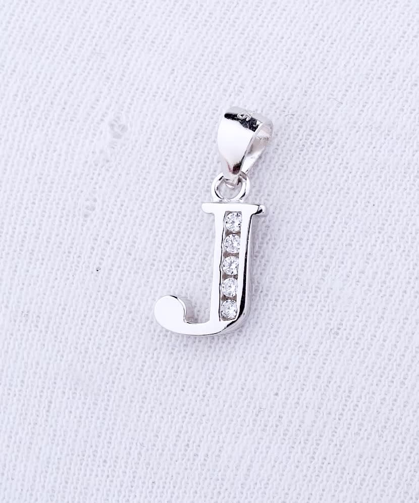 Sterling silver pendant with zircons Letter J