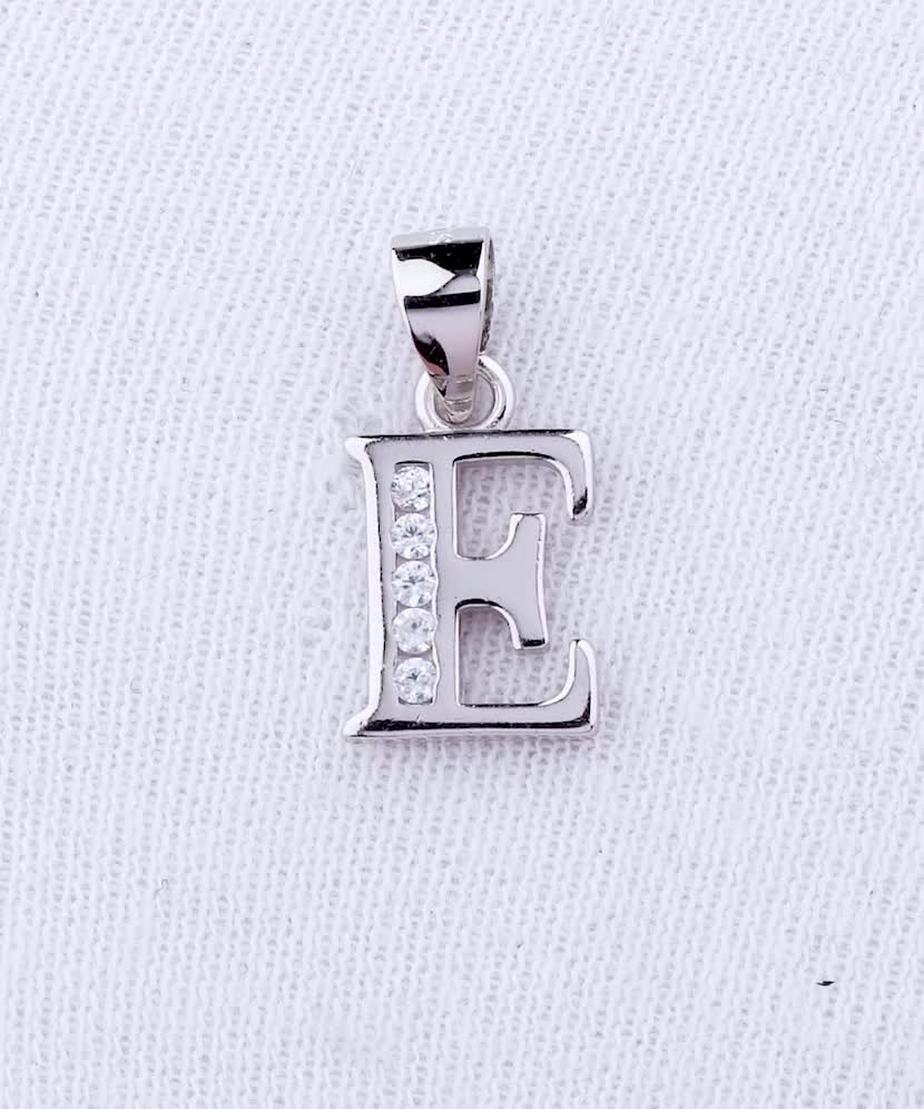 Sterling silver pendant with zircons Letter E