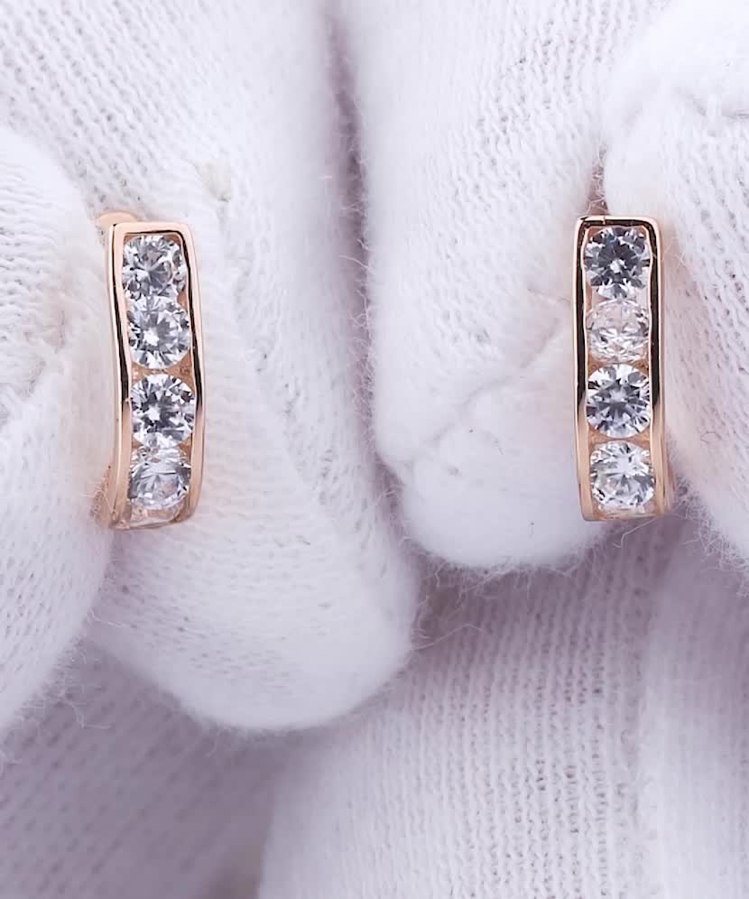 Gold children's earrings with zircons Gold children's earrings with zircons