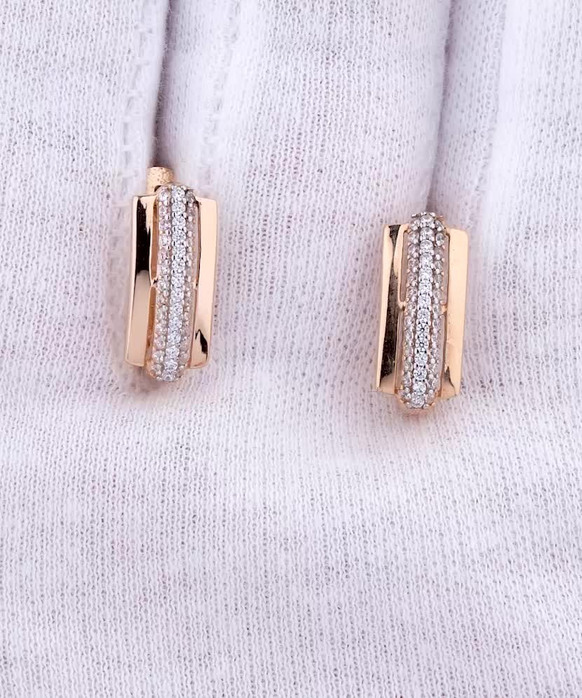 Золотые серьги с цирконами Золотые серьги с цирконами