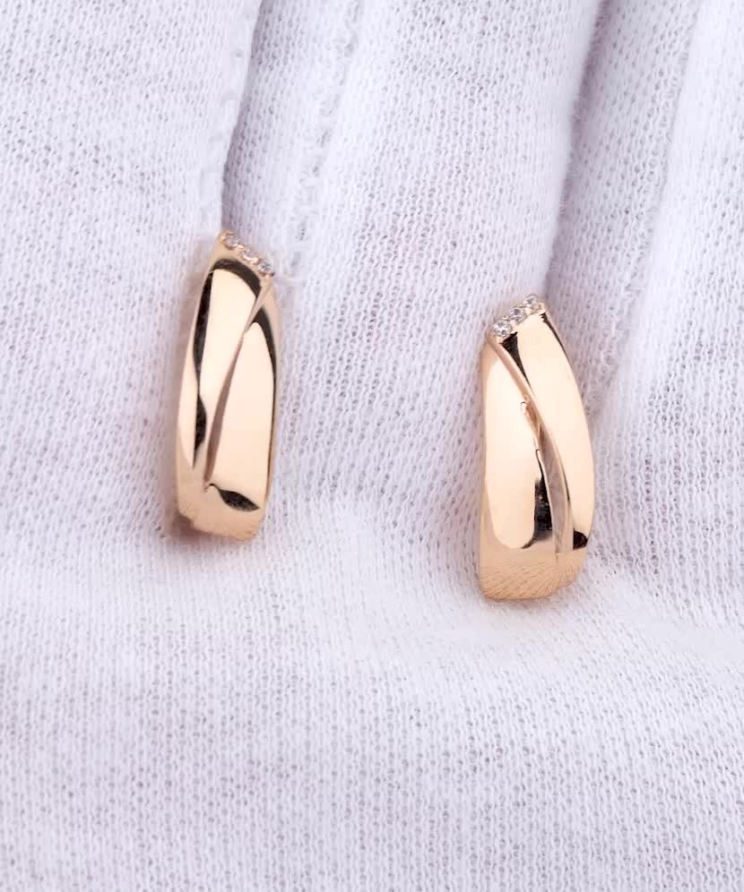 Золотые серьги с цирконами Золотые серьги с цирконами