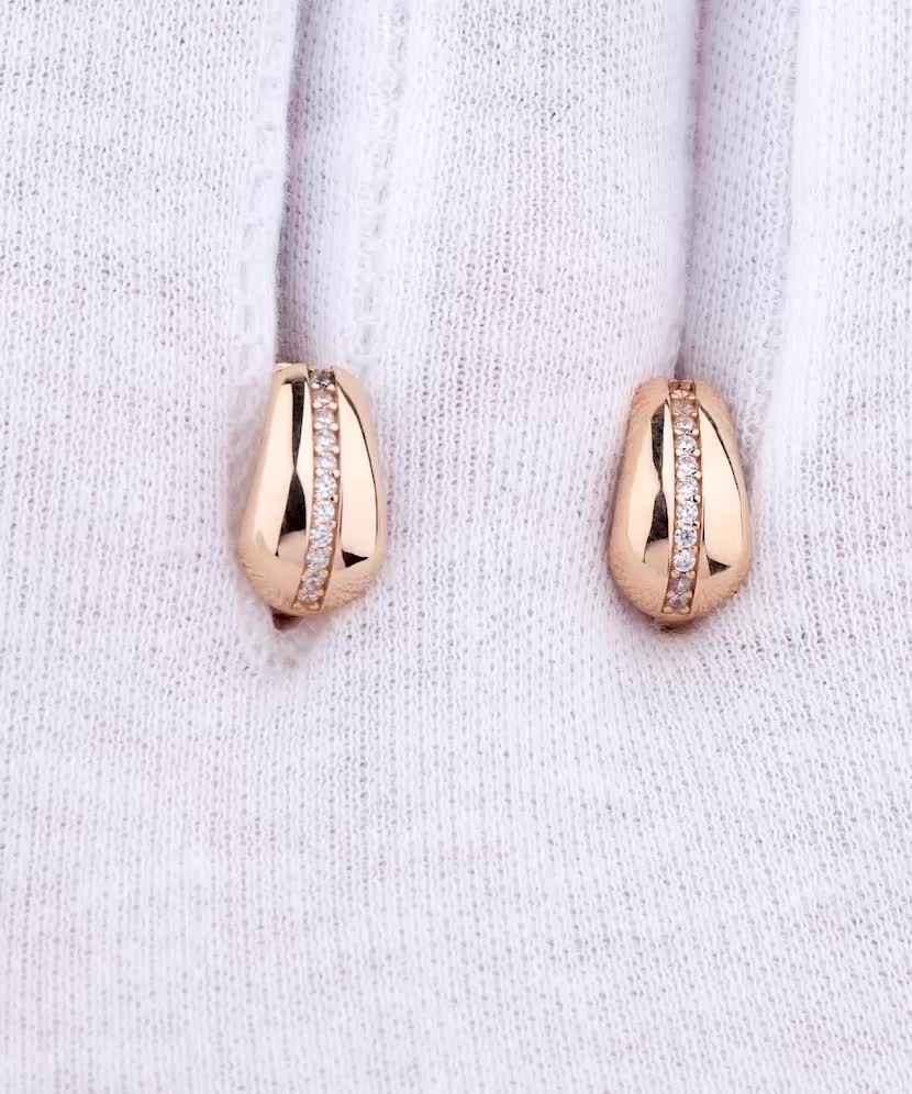 Gold earrings with zircons Gold earrings with zircons